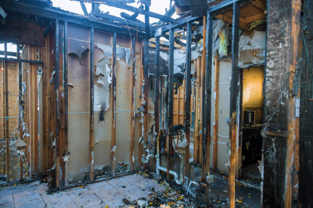 Professional Emergency Fire Damage Restoration technician working in Bellevue, OH